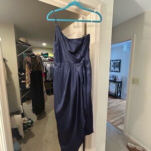 Lulu's One Shoulder Navy Dress